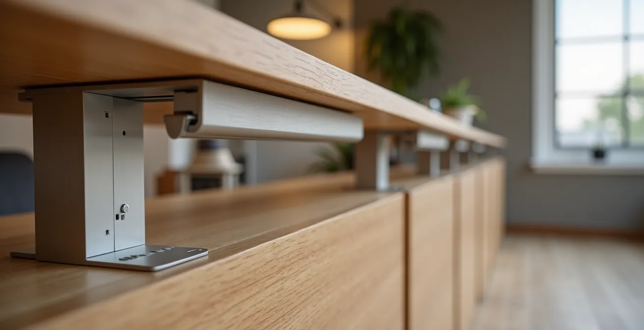 Banque d'accueil modulaire avec extensions possibles dans un bureau à domicile